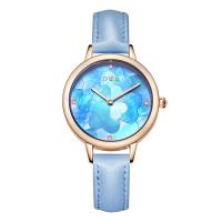 Reloj suizo minimalista de la FREGONA de la correa de cuero del cuarzo del reloj del dial colorido de la flor