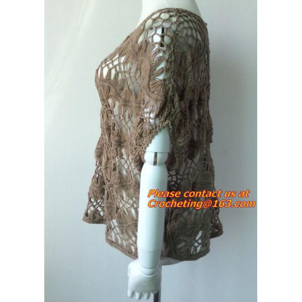 Hollow out belt sexy knitted crover up crochet beach dress robe femme sund, clothing