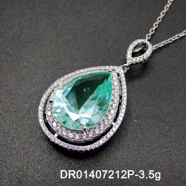 Груша ювелирных изделий женщин режа зеленую шпинель вокруг белые кубические ювелирных изделий Zirconia 925 стерлинговых серебряных точных