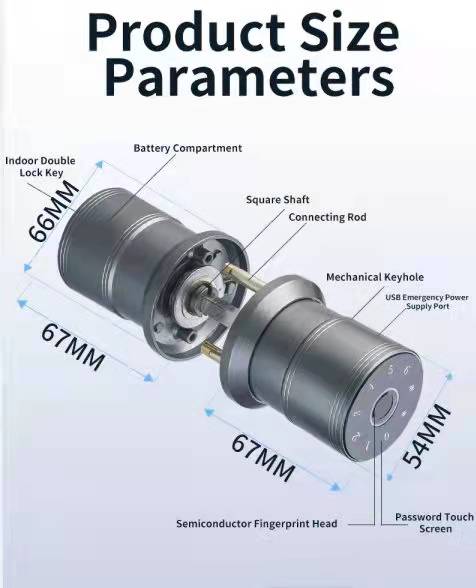 Office Tuya APP Smart Lock Aluminum Alloy Spherical Intelligent Door Lock