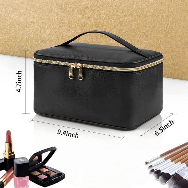 Makeup Bag, Portable Cosmetic Bag, Large Capacity Travel Makeup Case Organizer, Black Makeup Bags For Women Toiletry Bag