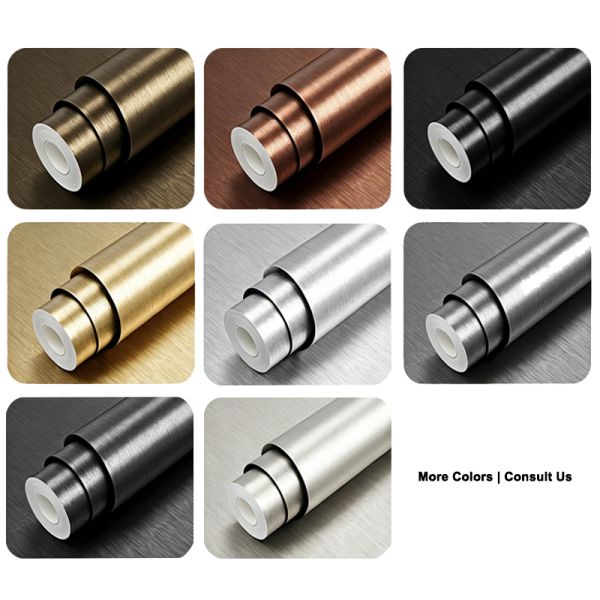 Brushed Finish Metallic PVC Film Decorative Foil For Premium Cabinet Doors