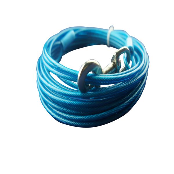 PVC Coated Galvanized Steel Wire Rope Dog Tie Out Cable with 15ft Length for Durable Pet Tethering