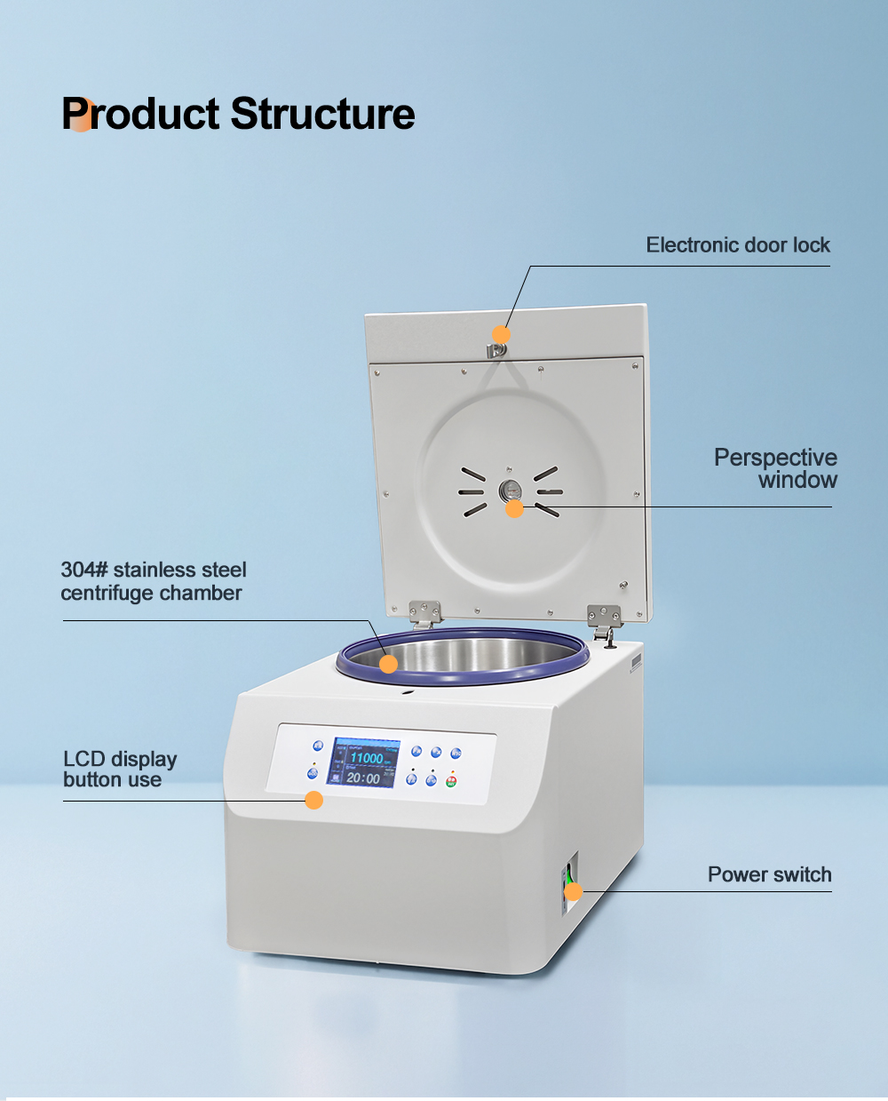 Cenlee20K Benchtop High Speed Centrifuge 20000rpm Fixed Angle Rotor Lab Centrifuge with LCD Display Customizable Speed/Timer