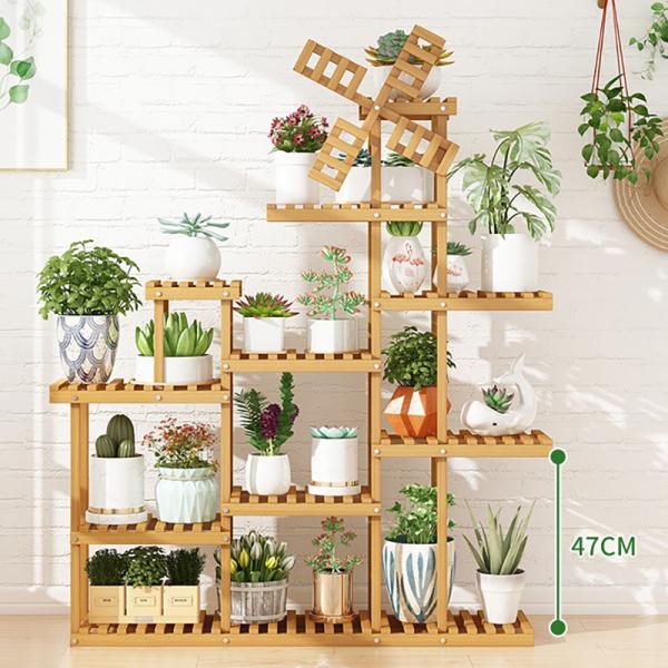 BAMBOO Decorative Flower Pots Stand 5-Layer Wood Display Rack for Green Plants Organizer Shelves Indoor and Outdoor