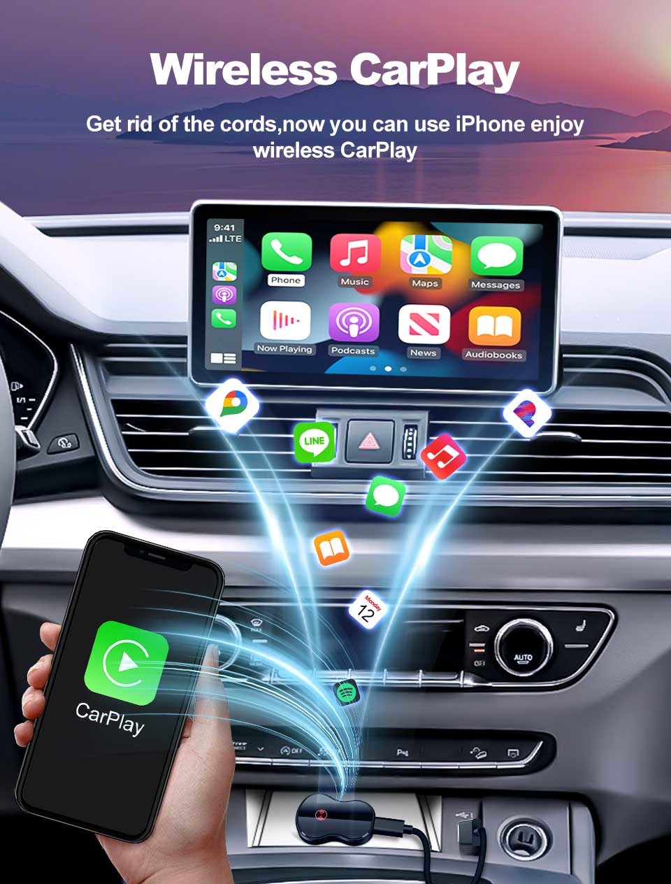 Original Car USB Wireless Adapter Android Auto For Carplay Replacement