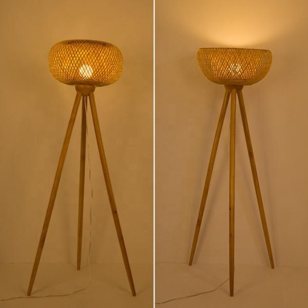 Weaving rattan wicker bamboo floor lamp for living room minimalist light（WH-WFL-16)