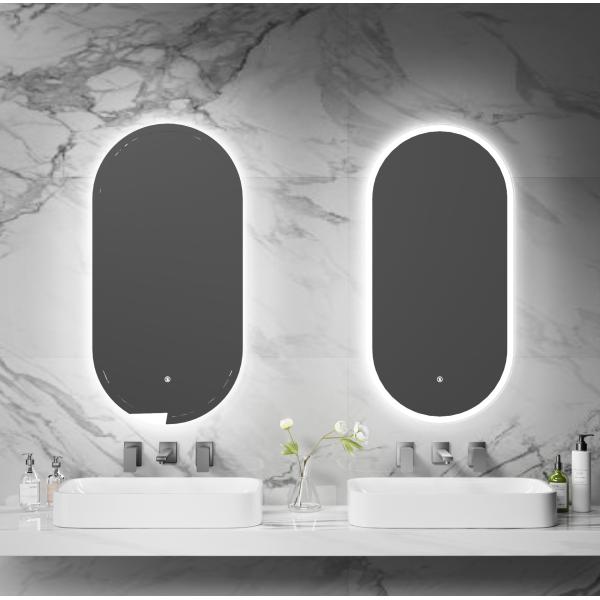 Control de doble toque Espejo de baño LED inteligente con función anti niebla con atenuación sin pasos