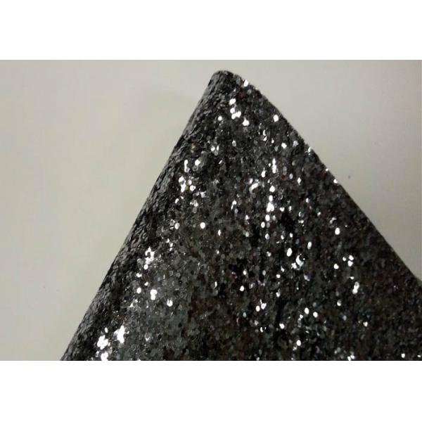 Synthetic Leather Pu Shiny Glitter Fabric , Black Sparkle Glitter Fabric