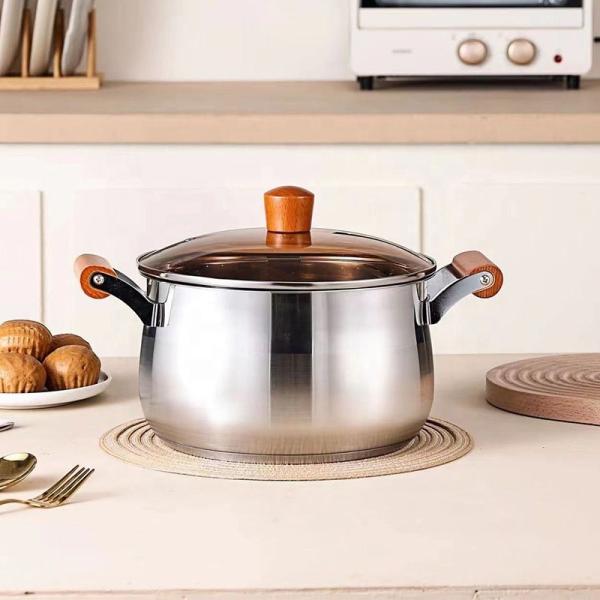 Factory Two Layer Cook Food Steamer Pot 18/8 Stainless Steel Steamer Pot With Wooden Handle