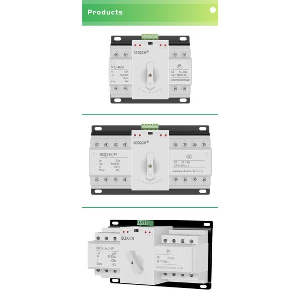 ATS dual power automatic transfer switch 220V mains inverter switching controller 63A three-phase four-wire 125A