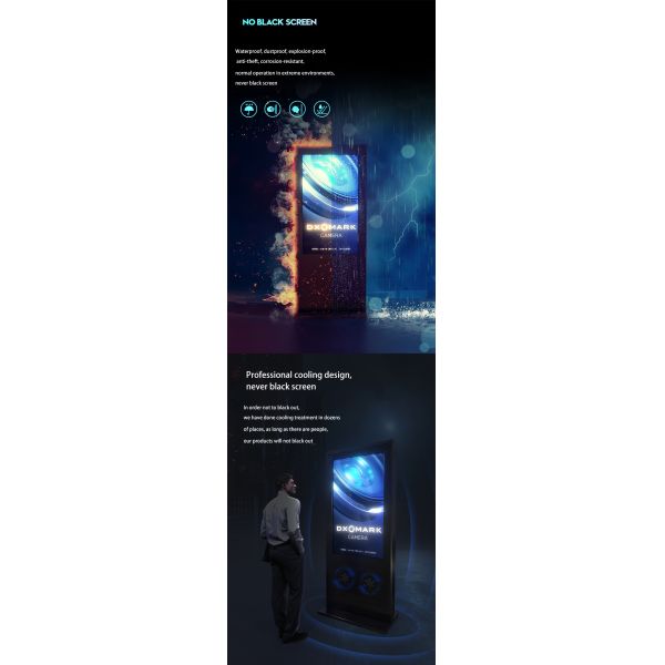 55inch IP65 Waterproof Outdoor Kiosk with 3000cd/m² Brightness LCD Advertising Display and Touchscreen