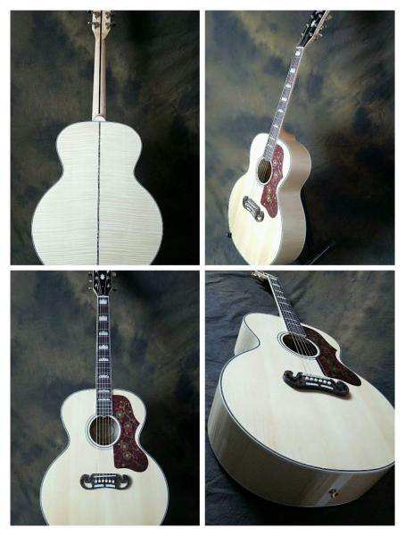 wholesale top quality SJ200 solid spruce guitar Deluxe Acoustic Guitar SJ200 Natural Top Solid flame maple guitar