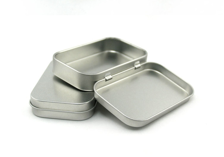 Small Plain Metal Rectangle Tin Box With Hinge For Gift Game Cards Storage