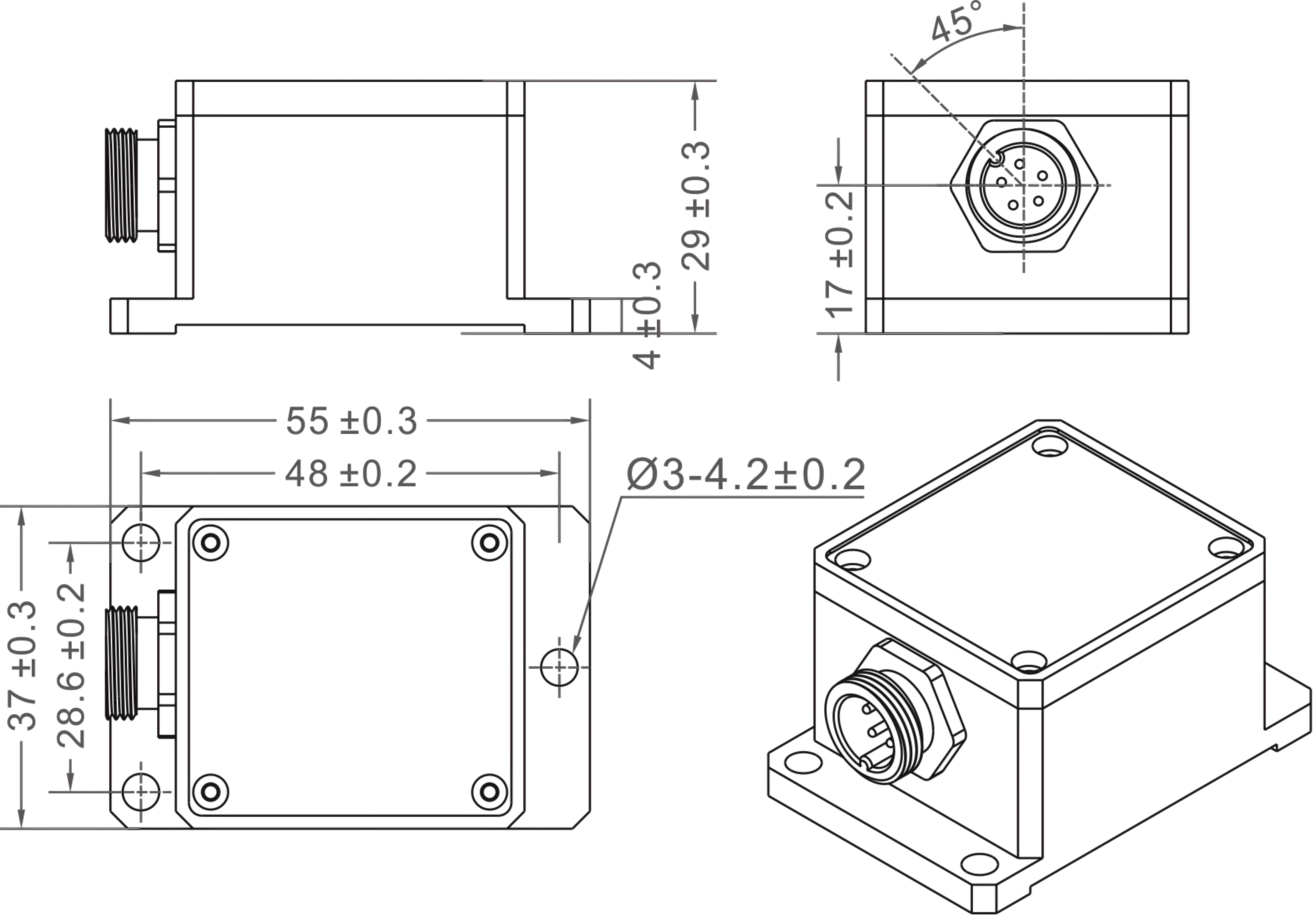 NTS3 Small Digital Output Tilt Sensor IP67 Protection Rating