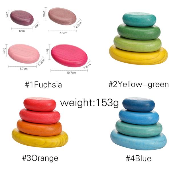 Baby Wooden Montessori Jenga Rainbow Stacked Stone Balanced Stacking BPA Free