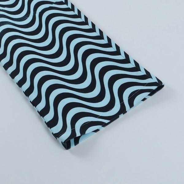 Summer Wave Pattern Ladies Casual Pants High Waisted Casual Trousers