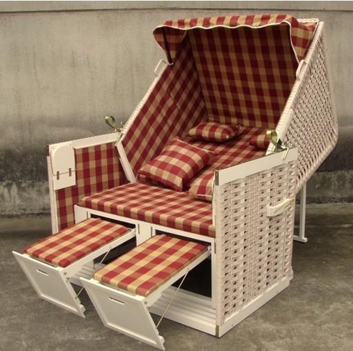 Contemporary Leisure Wood And Resin Wicker Roofed Beach Chair & Strandkorb