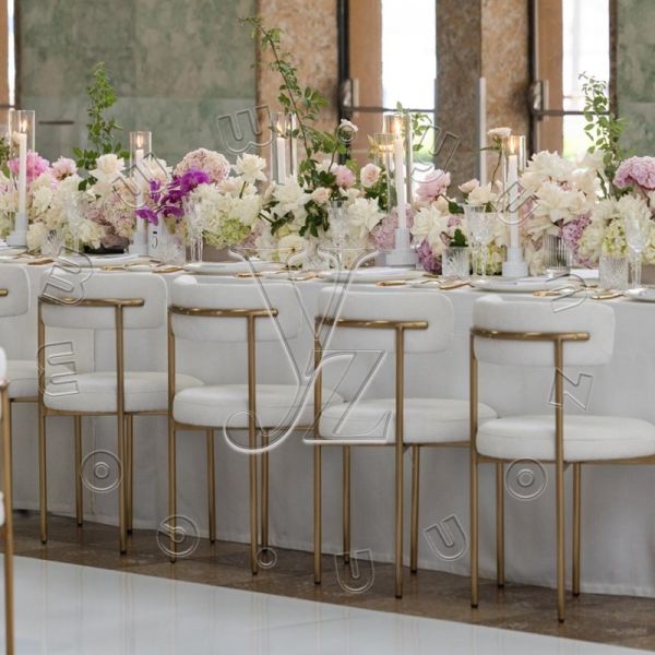 Stackable Sherpa Cushion Metal Hotel Wedding Banquet Restaurant Chair White Fabric Upholstery Wedding Decor Chairs