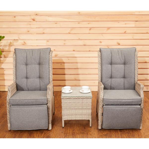 Adjustable Backrest Garden Sofa AJUNION Wicker Rattan Patio Furniture with Side Table