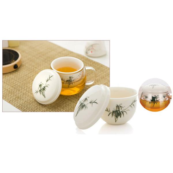 Чашка Инфузер чая боросиликатного стекла с емкостью керамического фильтра/крышки 280мл