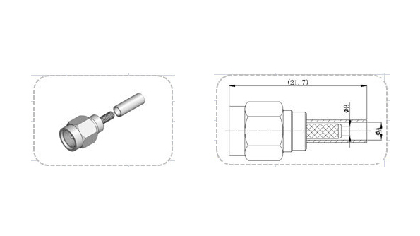 Коаксиловый разъем RF прямого Crimp мыжской штепсельной вилки SMA для RG174 TOP-SMA-1