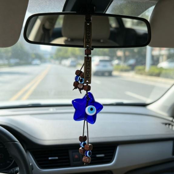 GUGEER Evil Eye Keychain Turkish Evil Eye Bag Charms Blue Keyring Good Luck Greece Keychain Gift for for Home Office and Car Decoration