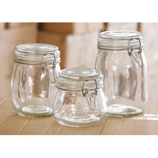 Ясные воздухонепроницаемые стеклянные опарникы со стальным запирая цветом крышки прозрачным