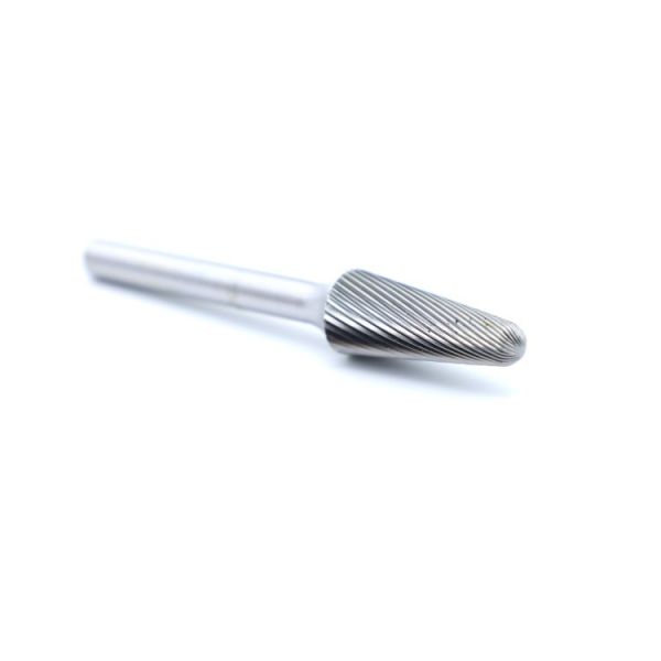 SL-4ZM Radius Taper Shape Tungsten Carbide Burr with 12mm Head and Single Fine Cut for Smooth Finishing