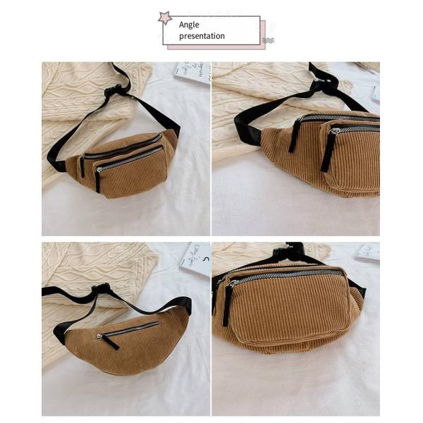 Accepable OEM/ODM Women Waist Bags for Outdoor Sports Running Gym Fanny Pack Corduroy