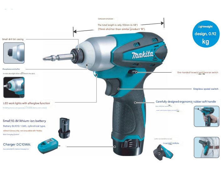 TD090 10.8V Cordless Impact Driver 90N.m Lithium‑ion Electric Screwdriver Rechargeable Power Tool