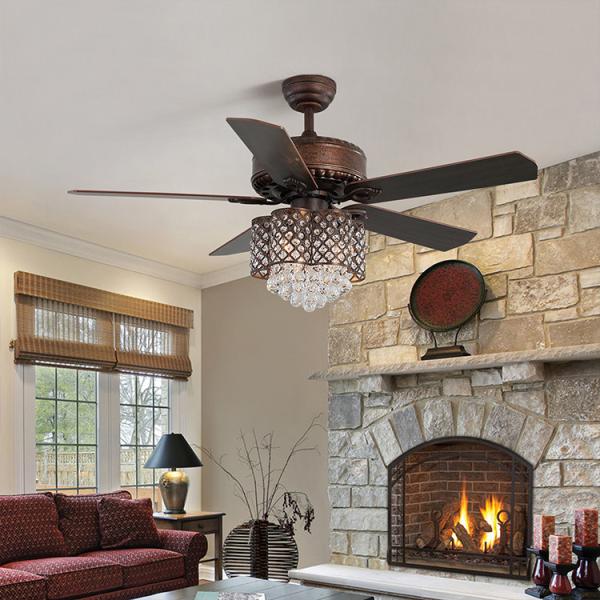 52Inch Remote Control 120V Modern Crystal Ceiling Lamp In Dining Room