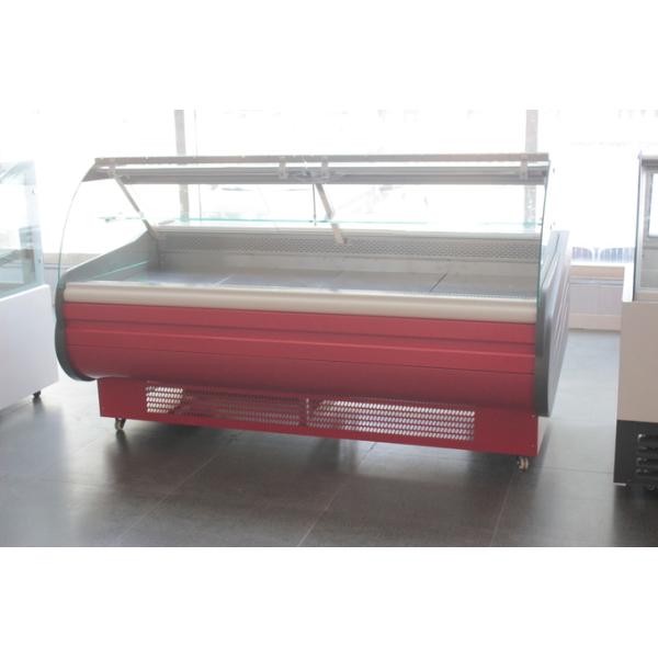 Stainless Steel Fresh Meat Display Cabinet Glass Front Door Flap Type