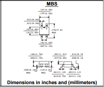 MBS6 RCG Rectifier Diode Single Phase Glass Passivated Bridge Rectifiers