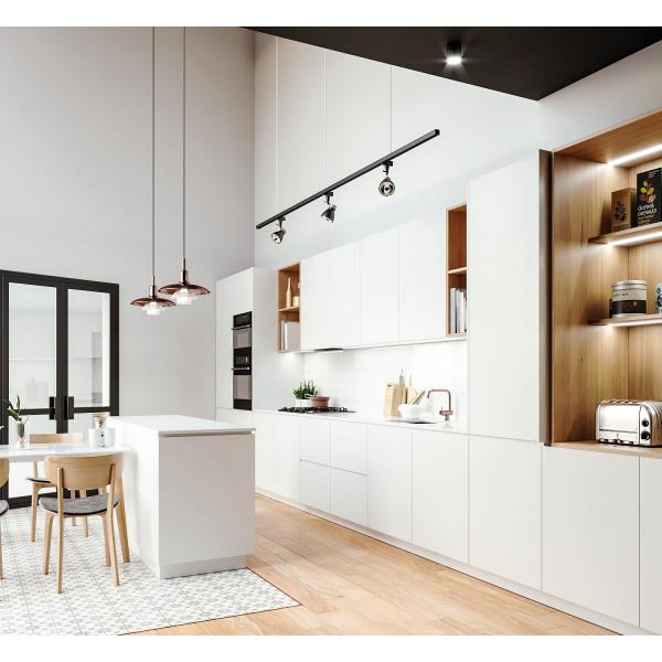 現代の複合木製 キッチンキャビネットセット HPL 防火固木キャビネット