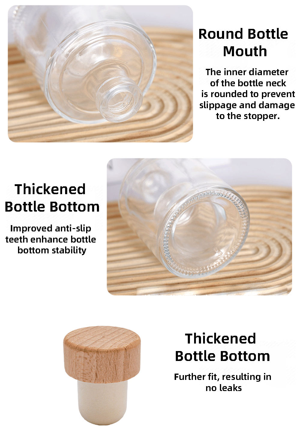 250ml Borosilicate Glass Bottle With Cork Sealing Flat Hip Flask Beverage Container