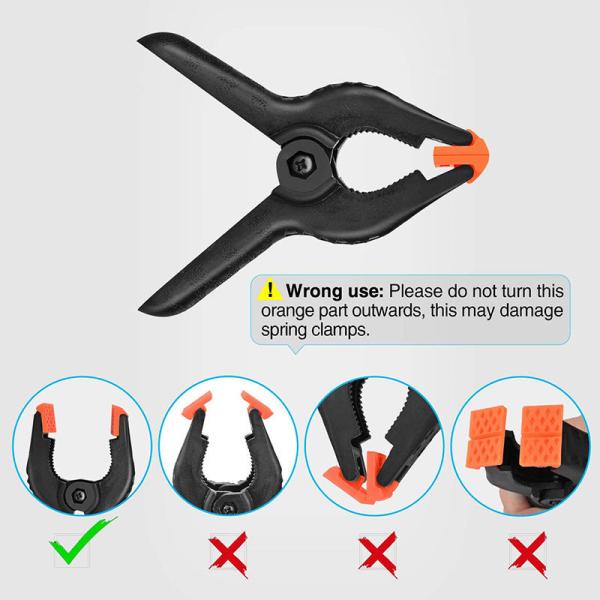 6 Plastic Clips Spring Clamps Model PL06 for Woodworking Tools