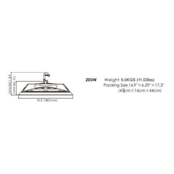 200W High Bay LED Lights Meanwell Driver Anti Corrosion Surface High Efficiency