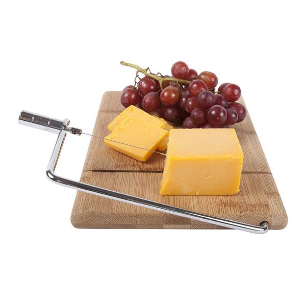 Antibacterial Bamboo Serving Paddle With Stainless Steel Cheese Cutter Cheese Slicer Wire