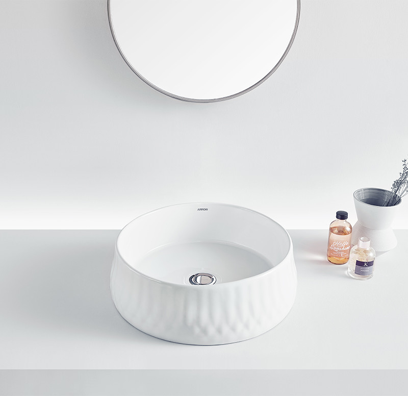 Белый застекленный таз 456x456x146mm Countertop Bathroom без переполнения