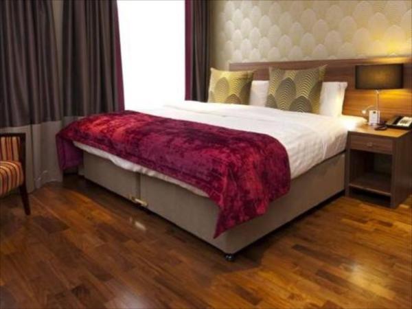 Hotel room furniture manufactuer for Singapore hotel interior designer made HPL laminate wood bed with Dresser tables