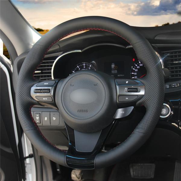 Kia Optima K5 2011-2019 Hand Stitched Personalized Black Leather Steering Wheel Cover