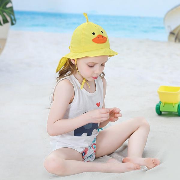 Lightweight Girl Boy Childrens Sun Hats UPF 50+ UV Proof  Long Flap 43cm Quick Dry