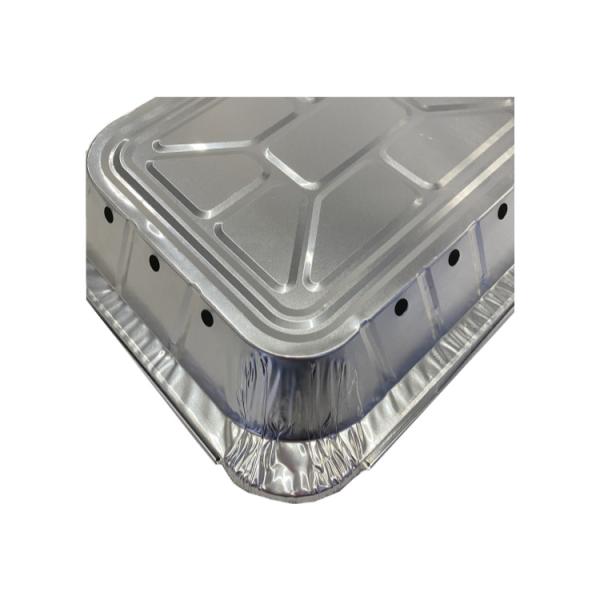 Stackable Silver Foil Food Trays Perforated Aluminum Pan For Grill