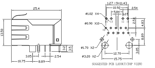 Интерфейс гнезда Маньетикс РДЖ45 10/100/1000Басе-Т РТА-144ААК1А