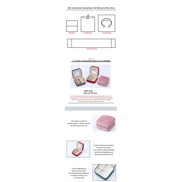 Coffret de rangement de bijoux élégant haut de gamme Coffret de voyage en velours doux Organiseur de bijoux avec miroir