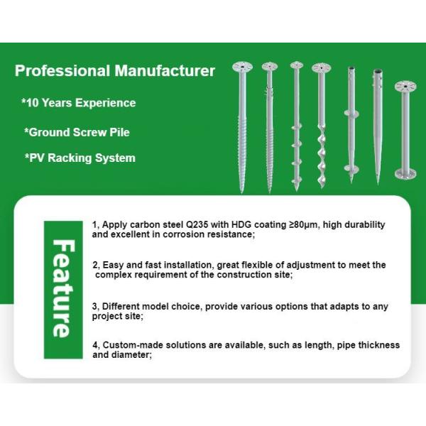 Customized Photovoltaic Spiral Pile Galvanized Ground Screw Anchor With Flange