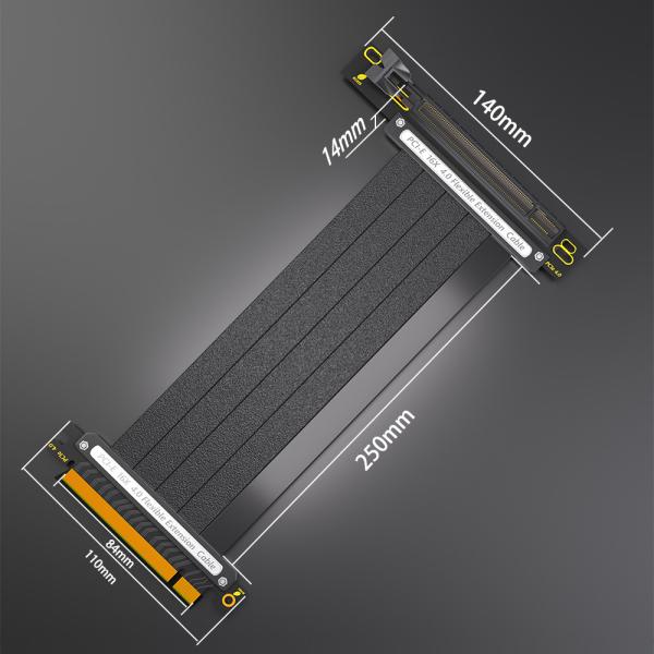 GPU Riser de alta velocidade PCI-E 4.0 cabo de extensão expresso preto 16x blindado