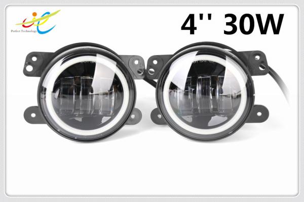 30w 4inch fog light with white angel eyes, led fog lamp for jeep wrangler, 4'' led fog lights manufacturers for offroad