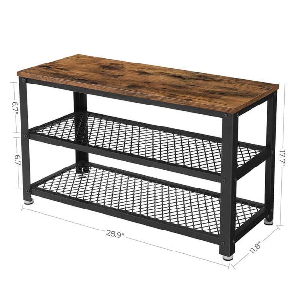 Particleboard Shoe Rack, Shoe Bench with Shelves, Industrial Shoe Bench, Hallway Furniture, ULBS73X